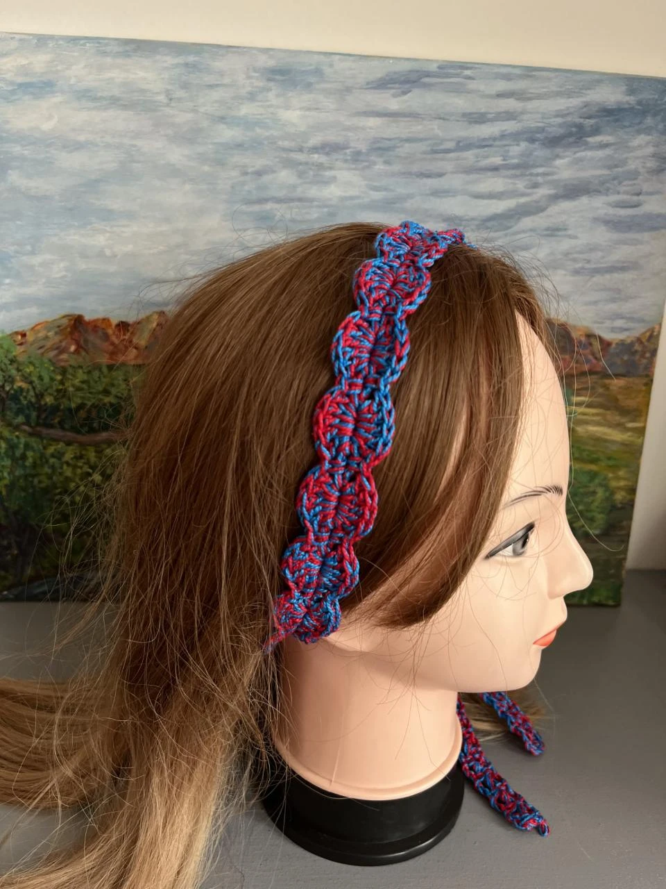 Bandeau Serre tête Headband Stirnband Hoofdband Venda 1m10 Coton Rouge Bleu tuqu – photo 2